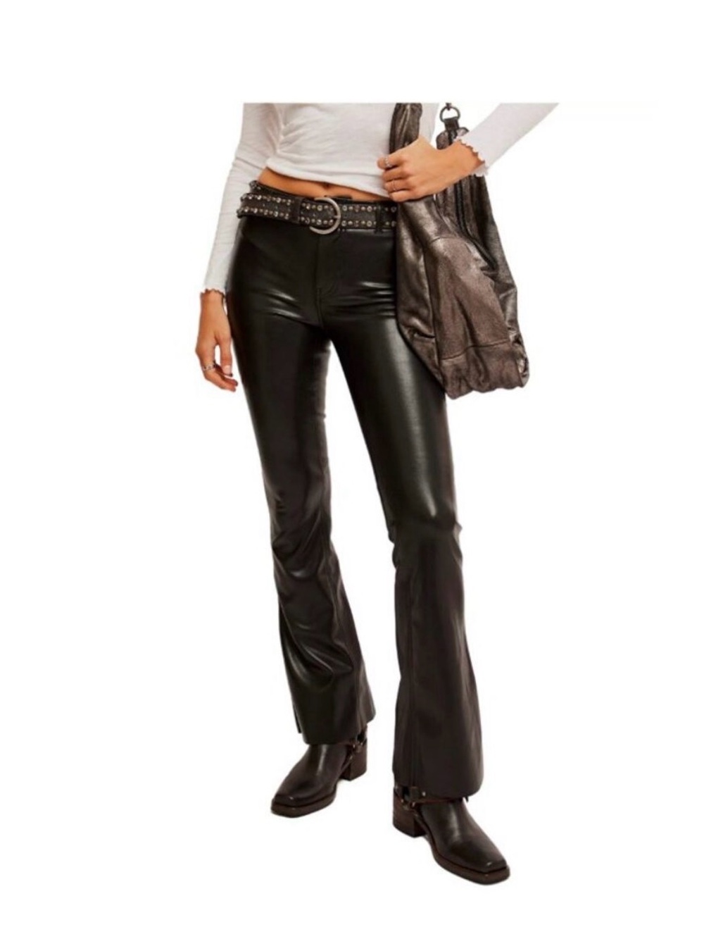 We the Free Level Up Vegan Slit Bootcut Pants, Black, Size 30